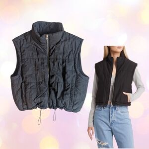 Thread & Supply Nylon Puffer Vest Full Zip Black XL